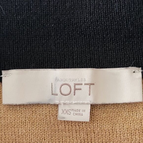 Ann Taylor LOFT Size XXS Mini Sweater Skirt Wool Color Block Black Deep Pink Tan - Picture 2 of 7